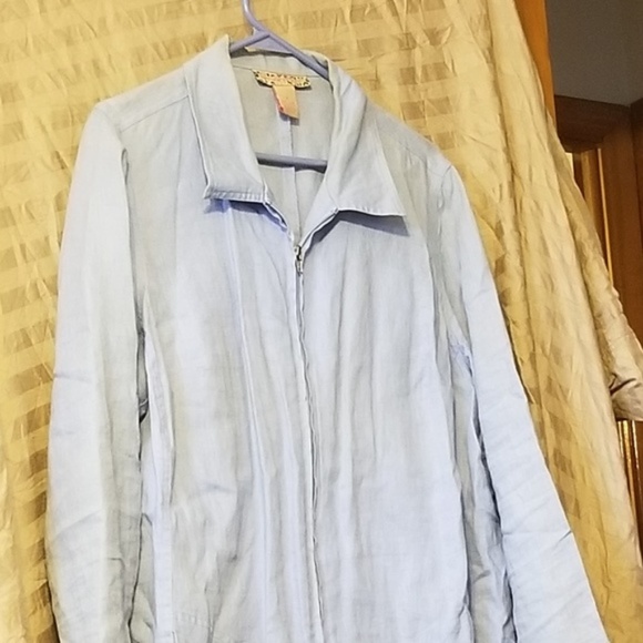 Lily Stanhope Jackets & Blazers - Pale Blue Linen Zip Up 🦚 3 for $21 or 6 for $30